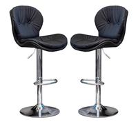 Pair of Bar Stools with Backrest, Adjustable Swivel Gas Lift, Chrome Footrest, Leisure Bar Chairs for Breakfast Bar, Kitchen, Counter, Living Room, Dining Room, Pub, Cafe, Bistro