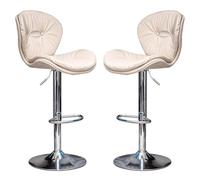 Pair of Bar Stools with Backrest, Adjustable Swivel Gas Lift, Chrome Footrest, Leisure Bar Chairs for Breakfast Bar, Kitchen, Counter, Living Room, Dining Room, Pub, Cafe, Bistro