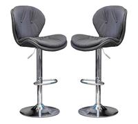 Pair of Bar Stools with Backrest, Adjustable Swivel Gas Lift, Chrome Footrest, Leisure Bar Chairs for Breakfast Bar, Kitchen, Counter, Living Room, Dining Room, Pub, Cafe, Bistro