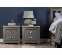 Pair Of Bedside Cabinet Highgate 2 Drawer Chest Farmhouse Style Grey