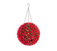 Pair of Best Artificial 28cm Red Rose Hanging Basket Flower Ball