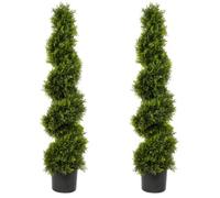 Pair Of Best Artificial 4Ft - 120Cm Green Cedar Spiral Twist Topiary Trees - Suitable For Outdoor Use
