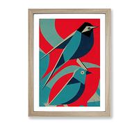 Pair Of Birds No.1 Abstract Framed Print | A2 Oak Framed Wall Art | Ready to Hang | Abstract Fantasy Picture | Living Room Bedroom Lounge Office