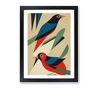 Pair Of Birds No.3 Abstract Framed Print | A2 Black Framed Wall Art | Ready to Hang | Abstract Fantasy Picture | Living Room Bedroom Lounge Office