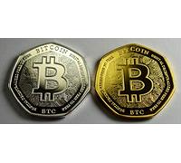 Pair of BITCOIN Silver &24ct Gold Commemorative Coins Albums/50p Collectors, Coin Hunt