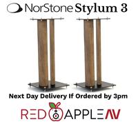 Pair Of Black/Oak Norstone STYLUM 3 80cm High Universal Steel Speaker Stands