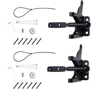 Pair of Black Self Locking Gate Latch Automatic Gravity Lever for Wood Fence Gate, Door Latches Steel (Spring Cable Pull)