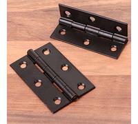 Pair of Black Steel 1838 Butt Hinges - 75mm/3" - Heavy Duty Door Cupboard/Cabinet Hinges