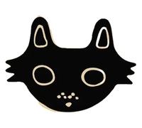 Pair of Black White Enamel Pins: Cat with Knife & Witch Brooch, Creative Pin, Klein, Non-precious metal