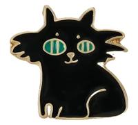 Pair of Black White Enamel Pins: Cat with Knife & Witch Brooch, Creative Pin, Klein, Non-precious metal