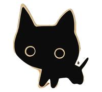 Pair of Black White Enamel Pins: Cat with Knife & Witch Brooch, Creative Pin, Klein, Non-precious metal