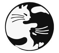 Pair of Black White Enamel Pins: Cat with Knife & Witch Brooch, Creative Pin, Klein, Non-precious metal