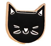 Pair of Black White Enamel Pins: Cat with Knife & Witch Brooch, Creative Pin, Klein, Non-precious metal