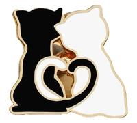Pair of Black White Enamel Pins: Cat with Knife & Witch Brooch, Creative Pin, Klein, Non-precious metal