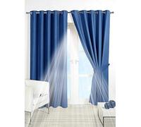 PAIR of BLACKOUT CURTAINS Super Soft Solid Thermal INSULATED EYELET Ring Top Curtains BLACKOUT Window CURTAINS for Living Room Bedroom Including Two Matching Tie Backs (Blue, 90" x 108")