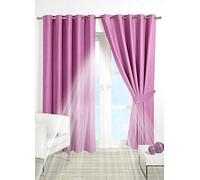 PAIR of BLACKOUT CURTAINS Super Soft Solid Thermal INSULATED EYELET Ring Top Curtains BLACKOUT Window CURTAINS for Living Room Bedroom Including Two Matching Tie Backs (Pink, 66" x 90")
