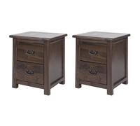 Pair of Boston 2-Drawer Bedside Cabinets, Dark Wood Lacquer Finish, Set of 2