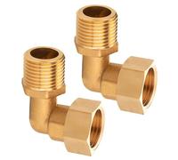 Pair of Brass 90 Degree Elbow Connectors 0.5 Inch Elbow Joint Bathroom Pipe Adapter 2pcs for Cooling & Solar Systems Central Heating Connector