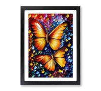 Pair Of Butterflies No.1 Framed Print | A2 Black Framed Wall Art | Ready to Hang | Modern Nature Picture | Living Room Bedroom Lounge Office