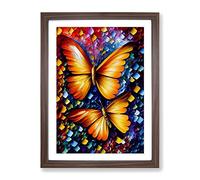 Pair Of Butterflies No.1 Framed Print | A3 Walnut Framed Wall Art | Ready to Hang | Modern Nature Picture | Living Room Bedroom Lounge Office