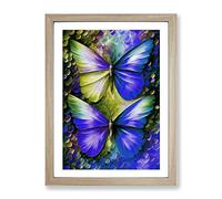 Pair Of Butterflies No.4 Framed Print | A2 Oak Framed Wall Art | Ready to Hang | Modern Nature Picture | Living Room Bedroom Lounge Office