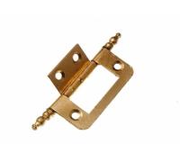 Pair of Cabinet Door Flush Hinges + FINIALS EB Brass Plated Steel 50MM