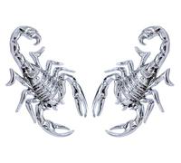 Pair of Car 3D Scorpion Metal Sticker Waterproof Anti-Rust Body Decorative Decor Badge Emblem for Automotive Car Motorcycle Cyling Scooter (Silver)