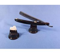 Pair of Ceramic China Collectors Straight Razor Cut Throat Razor Display Stands 2X Black