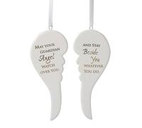 Pair of Ceramic Guardian Angel Wings Christmas Decorations (13cm)