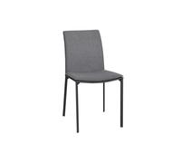 FWStyle Pair Of Charcoal Fabric Dining Chairs With Black Metal Legs in Grey FWStyle Grey