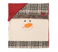Pair of Christmas Chair Back Covers Featuring Santa Claus and Snowman Designs for Dining Seating Elasticized for Secure and Decorative Holiday Look
