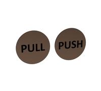 Pair of Circular Metallic Push & Pull Adhesive Door Signs - Generic Door Sign for business, restaurants, bars, hotels, schools, cafe (Copper)