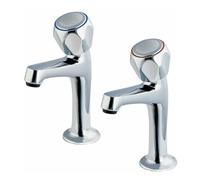 Pair of Contract Kitchen Sink Pillar Taps Chrome WRAS Approved
