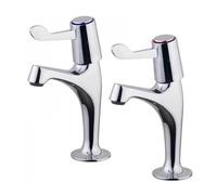 Pair of Contract Lever Kitchen Sink Pillar Taps Chrome WRAS Approved