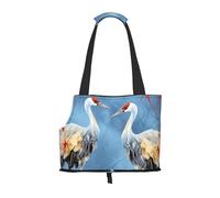 Pair of Crane Herons Printed pet shoulder bag for going out - small dog and cat dual-purpose shoulder bag