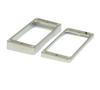 Pair of curved top guitar humbucker pickup surround plate rings in chrome
