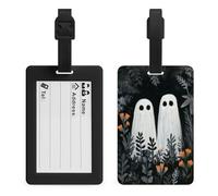 Pair of Cute Ghosts in The Garden Luggage Tag Travel Bag Suitcase Baggage Name Tags