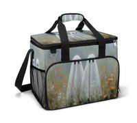 Pair of Cute Ghosts in The Wildflowers Field Camping Cooler Bag Insulated Beach Coolers Portable Leak Proof Bags with Shoulder Strap