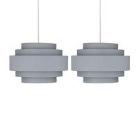 Pair of Dark Grey 5 Tier Modern Easy Fit Ceiling Light Shade Pendants