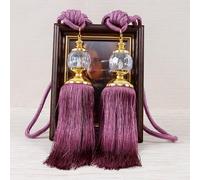Pair of Decorative Curtain Holdbacks with Soft Tassel and Beaded Accents for Enhanced Aesthetics (deep purple)