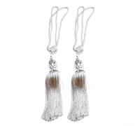 Pair of Decorative Curtain Holdbacks with Soft Tassel and Beaded Accents for Enhanced Aesthetics (gray)