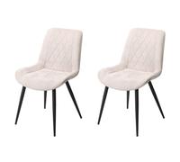 Core Products Aspen Diamond Stitch Natural Fabric Dining Chair Black Tapered Legs Pair, Cream