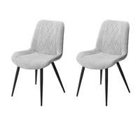 Core Products Aspen Diamond Stitch Lt Grey Cord Fabric Dining Chair Black Tapered Legs Pair, Grey