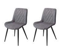Pair of Diamond Stitch Fabric Dining Chairs Core Products - Black Tapered Legs