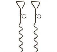 Pair Of Dog Tether Anchor Cable Lead Camping Spiral Ground Awning Peg Heavy Duty