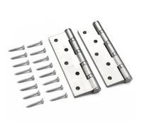 Pair of Door Hinges 125mm x 75mm, Stainless Steel Ball Bearing Hinges for Internal & External Doors, Wooden Door, Closet, Drawer, Including Fixing Screw (Thickened)