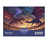 Pair of Dragons Flying Jigsaw Puzzles 1000 Pieces with Clean Edges Centenary Jigsaws Dragon Arena As A Concentration Training Puzzle for Decompression And Decor 52x38cm/1000pcs