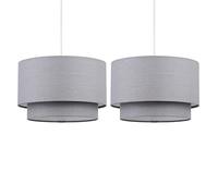 Pair of Easy Fit Light Shades Dark Grey 2 Tier Modern Ceiling Pendant Shades
