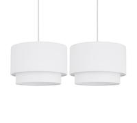Pair of Easy Fit Light Shades White 2 Tier Modern Ceiling Pendant Shades