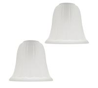 Pair of Etched Frosted Glass Shades with Traditional and Classic Shape for E14 and E27 Bulb Bases | 40w Maximum | 13cm x 14cm by Happy Homewares